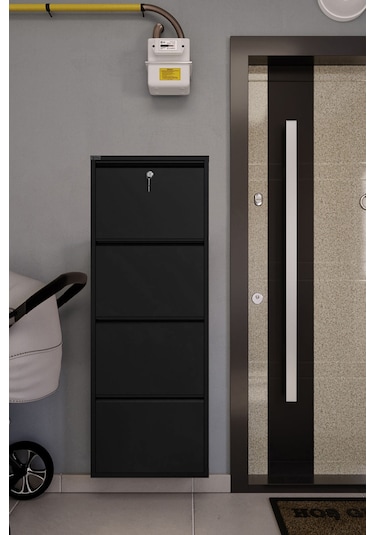 Ceha Kilitli 4'lü Metal Ayakkabılık Siyah - K.AYK-4 /AB9005/KL