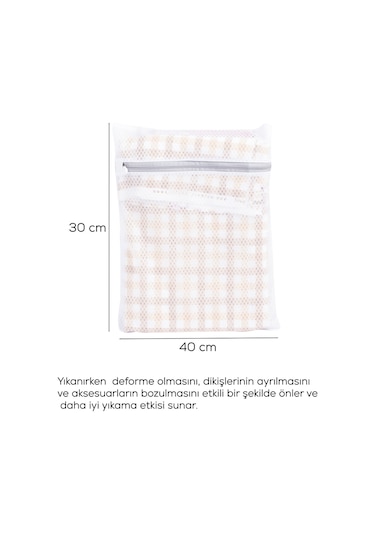 Porsima 3130 Çamaşır Yıkama Filesi Fermuarlı Bölmeli Ayakkabı Yıkama Filesi Deforme Önleyici Torba File Bej