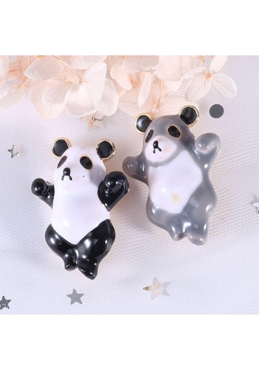 Gri Blucome Sevimli Emaye Bambu Panda Hayvan Broş Çocuklar İçin Taklidi Yeni Moda Gömlek Elbise Sırt Çantası Takı Pimleri