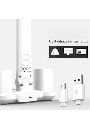 Techtic 5in1 Çok Fonksiyonlu Şarjlı Masa Lambası+saat+termometre