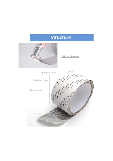 Gajeena Siyah Cam Fiber Pencere Perde Tamir Bandı - 5x200 Cm, Yüksek Tutuculuk, Tükenmez, Kolay Kullanım, Tüm Perde Türlerine Uygulanır