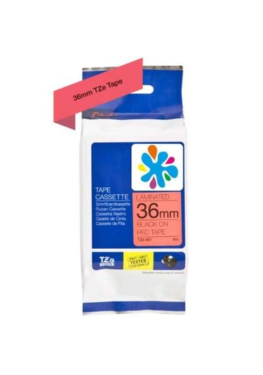 Brother Tze-461 Kırmızı Üzerine Siyah Laminasyonlu Muadil Etiket 36mm X 8mm 1 Adet