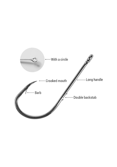 Xiyyadms 100 Adet Yüksek Karbon Çelik İki Tırnaklı Uzun Saplı Deniz/su Altı Balık İğnesi 10 Numara - Dayanıklı, Kuru Bait Tutucu