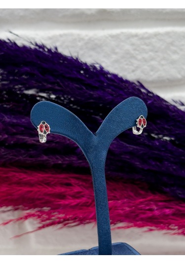 925 Ayar Gümüş Uğur Böcekli Zarif Kız Çocuk Küpesi Gümüş