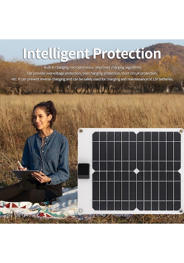 Aubyhe Beyaz Monokristal Silikon Güneş Paneli 15w - 5v/12v Çift Çıkışlı Telefon Ve Akü Şarj Cihazı 320x275mm
