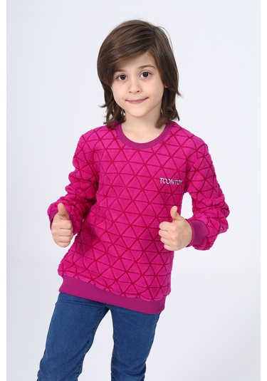 Toontoy Unisex Çocuk Nakışlı Sweatshirt Mürdüm