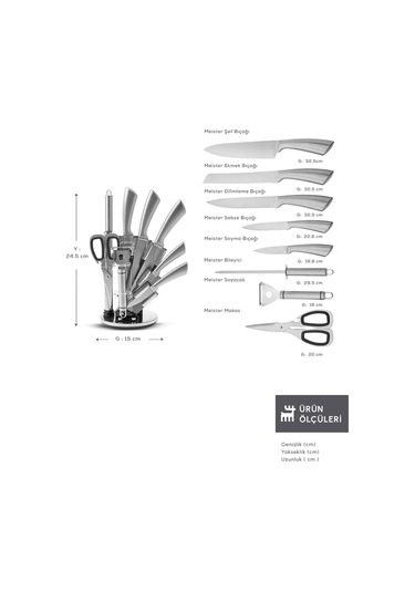 Karaca  Meister Bremen Alman Çeliği 9 Parça Bıçak Seti