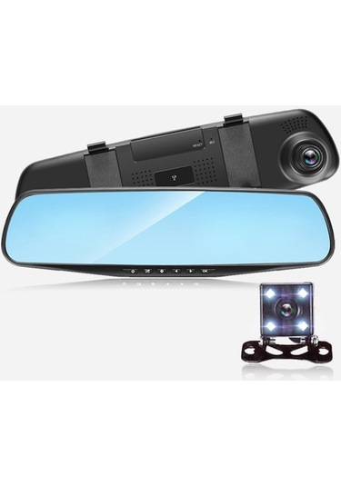 Trendooze Springsun 4.3 1080p Çift Lensli Araba Otomatik Dvr Dash Cam Video Kamera Kaydedici Dikiz Aynası Bf