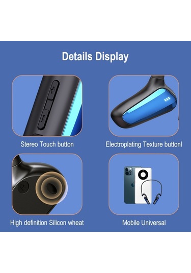 M-d8 Ipx5 Su Geçirmez Kemik Geçişi Bluetooth Asılı Kulak Kablosuz Kulaklık Mavi