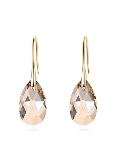 Monemel Gold Bal Rengi Kristal Damla Küpe Altın Kaplama Gümüş - Rodyum