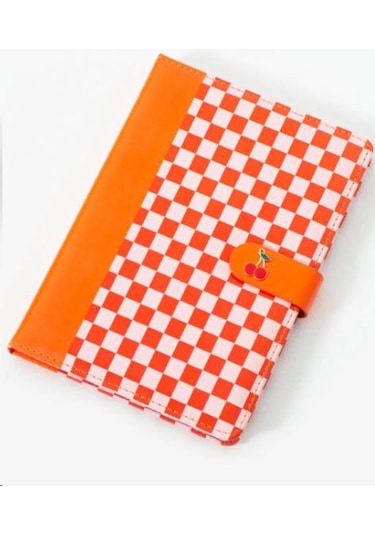 Daks Kirazlı Turuncu Defter Çıtçıtlı Kapak A5 Not Defteri 80 Yaprak Çizgili