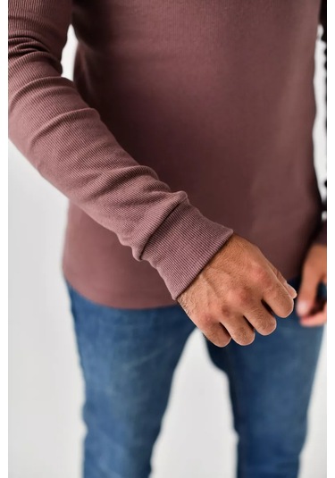 Tlg Çizgili Balıkçı Yaka Kazak 172987186 Kahve