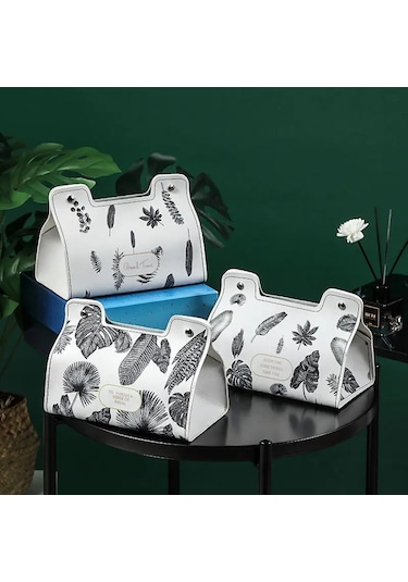 I-1 Adet Deri Doku Kutusu İskandinav Araba Doku Kutusu Ins Ev Oturma Odası Dekorasyon Yatak Odası Mutfak Masaüstü Saklama Kutusu Peçete Tutucu