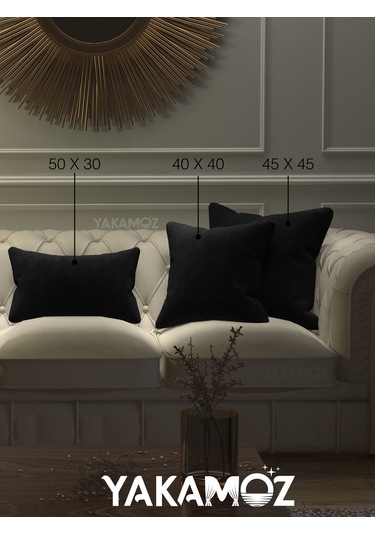 Br Yakamoz Siyah Kırlent , Yastık Kılıfı Kadife Görünümlü Velvet Touch Serisi Siyah