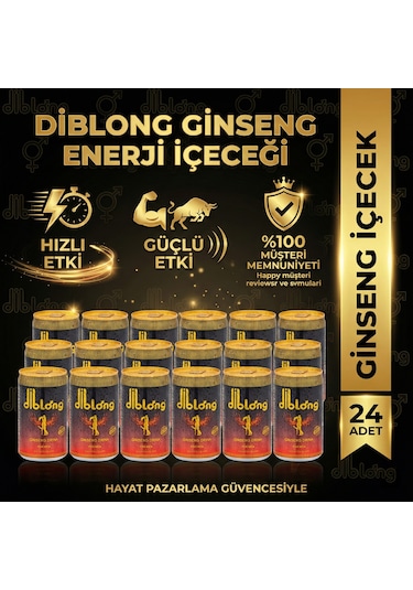 Diblong Ginseng +18 Performans Enerji İçeceği - 24 Adet Dev Avantaj Paketi Gizli Gönderim