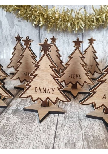 Ahşap Yılbaşı Ağacı Dekor Masaüstü Hediyelik- İsimli Yılbaşı Hediyesi