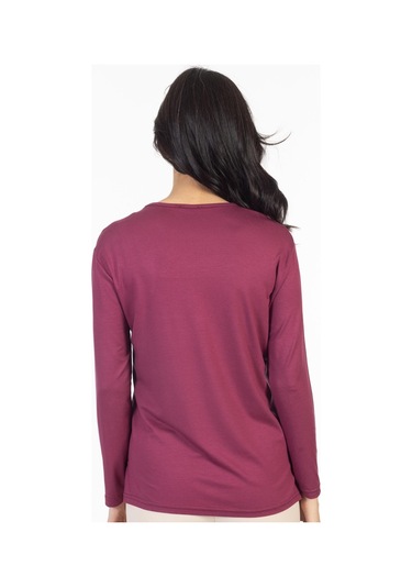 Yeni Model 2024 Nakış İşlemeli Yuvarlak Yaka Likralı Anne Penye Bluz 6450-gül Kurusu