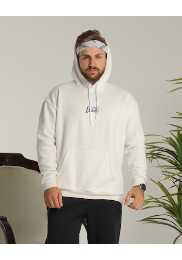 Evgili Kombini Çift Unisex Oversize Baskılı Sweatshirt Beyaz