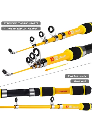 Proberos Hwcset109 Yeni Başlayanlar İçin Yemli 1.5m Olta Ve Makara Kombo Seti - Mavi