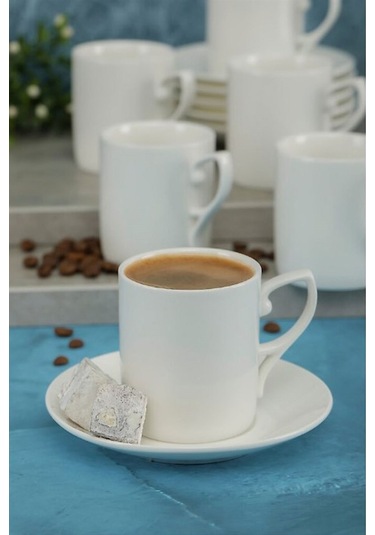 Porselen 6'Lı Nescafe Fincan Seti - Beyaz
