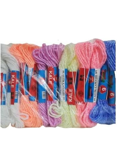 Kale Plastik Çamaşır İpi 8 Metre 24 Adet 4767 - Net9345-5518 Çok Renkli