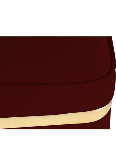 Zengo Gold Twin Line Kare Puf -bordo Kumaş, Dekoratif Makyaj Masası Pufu-modern Style