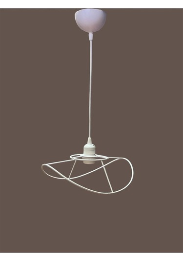 Yaprak Avize Teli , İskeleti Küçük Boy 34x23 Cm Beyaz Statik Boyalı Duy Takımı Dahil Beyaz