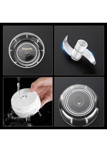 Elektrikli Gıda Crusher Mini Sarımsak Basın Sarımsak Sebze Kıyıcı Mutfak Ezilmiş Sarımsak Zencefil Ezilmiş Biber Beyaz, 250ml Ahşap - Pudra