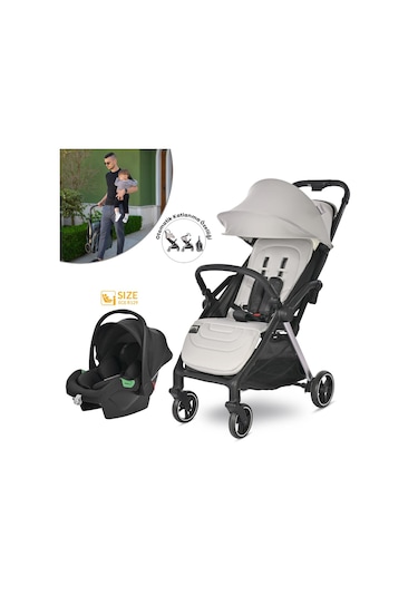 Lorelli Loret Otomatik Katlanan Kabin Boy & Travel Set Bebek Arabası - Grey