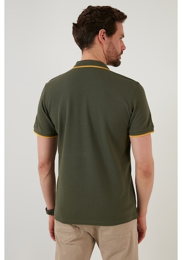 Buratti % 100 Pamuk Düğmeli Regular Fit Erkek Polo Yaka T Shirt 5902118 Haki-Sari