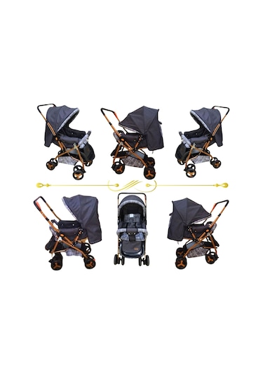 Jusso Dido Comfort Çift Yönlü Bebek Arabası Gold/Gri