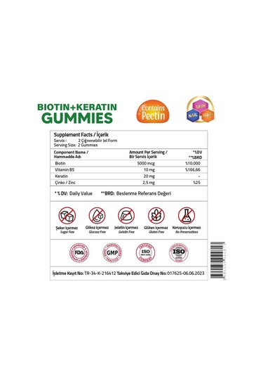 Validus Biotin Keratin 60 Gummies