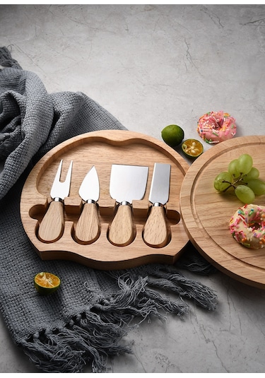 Jian Fan Paslanmazçelik Peynir Bıçağıseti Futfak Pişme Bıçağıev Tereyağlıpir Bıçıahşap Kutu 5 Adet Ahşap