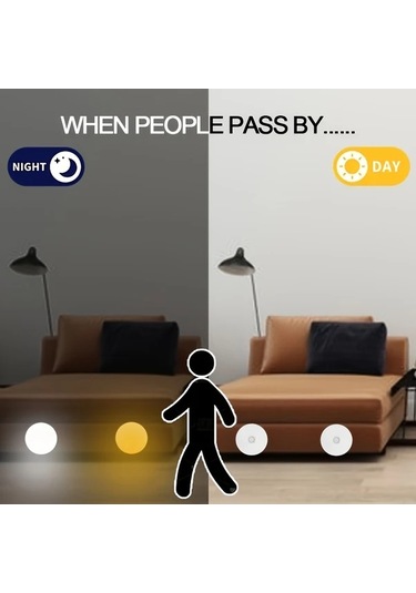 Honeybeeshop 4 Adet Beyaz Işık Enerji Tasarruflu Led Hareket Sensörlü Usb Şarj Edilebilir Taşınabilir Lamba