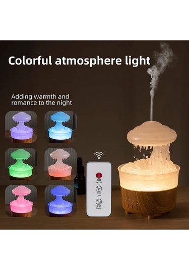 V50 Masaüstü Renkli Gece Lambası Nemlendirici Ahşap Tahıl Su Damlası Aroma Difüzörü, Özellik: Ab Tak Beyaz