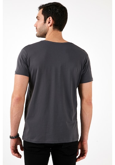 Buratti Pamuklu Slim Fit Bisiklet Yaka Erkek T Shirt 541Balance Füme