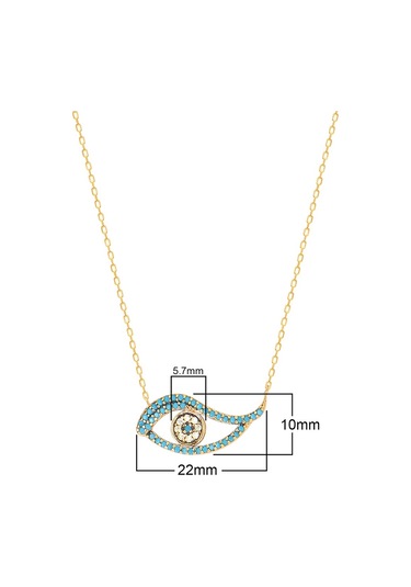 Zirkon Taşlı Pırlanta Montür Göz Desenli Altın Kaplama Gümüş Kol (494583391)