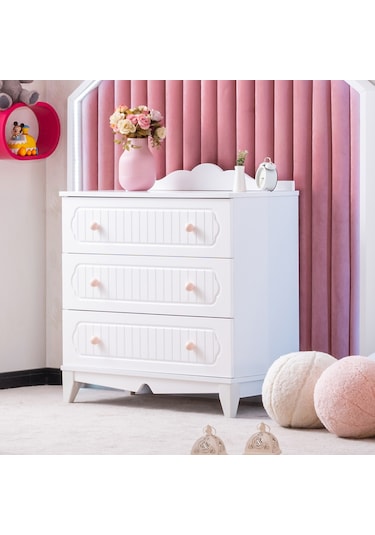 Şifonyer, Flower 3 Çekmeceli Şifonyer - Pembe