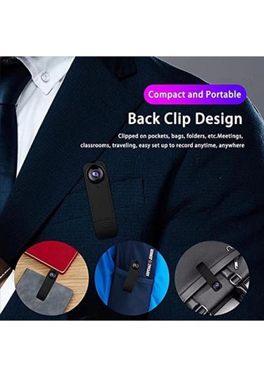 Gajeena Siyah Outdoor Bisiklet Kamera - 1080p Geniş Açı Kaydedici, Fotoğraf-video-kayıt, Sırt Klembi, Dahili Batarya