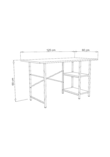 VayAvm 2 Raflı Çalışma Bilgisayar Masası 60 x 120 CM Çam Açık Kahverengi