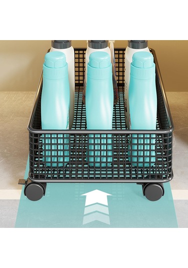 Suntek Lavabo Altı Düzenleyici 1 Katlı Tekerlekli Depolama Siyah