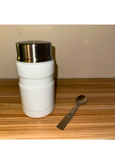 750 Ml Paslanmaz Çelik Yemek Termosu-çelik Kaşıklı,beyaz Beyaz
