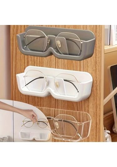 Dashanshop Duvar Tipi Akrilik Gözlük Saklama Kutusu 1 Adet Delme İşlemi Gerekmez Şeffaf Tasarım Şeffaf