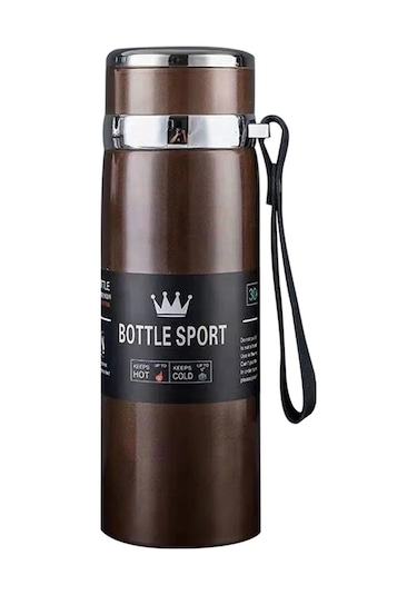 800ml 316 Paslanmaz Çelik İzoleli Kupa Büyük Kapasiteli Vakum Termos Açık Taşınabilir Araba Yalıtımlı Su Şişesi Kahve Kahverengi