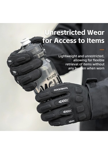 Rockbros Mt016 1 Çift Açık Bisiklet Koruma Eldiveni Dokunmatik Ekran Tam Parmak Eldiven - Siyah M