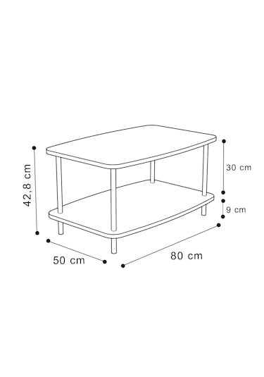 Orta Sehpa Ahşap Ayaklı Sehpa İki Raflı Sehpa-siyah