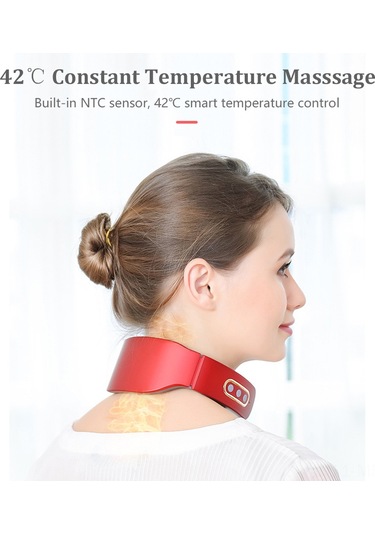 Mufunye Beyaz Boy Nack Masaj Cihazı, 42 C Sürekli Isı, 6 Farklı Masaj Modu, 9 Seviye Güç Ayarı, 15 Dakika Zamanlayıcı, 4 Başlı, Usb Şarjlı, İçinli Pil Çok Renkli