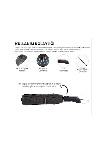 Biggdesign Moods Up Premium Gri Otomatik Şemsiye, Rüzgara Dayanıklı, Hızlı Kuruyan, Hafif, Kılıflı Çok Renkli
