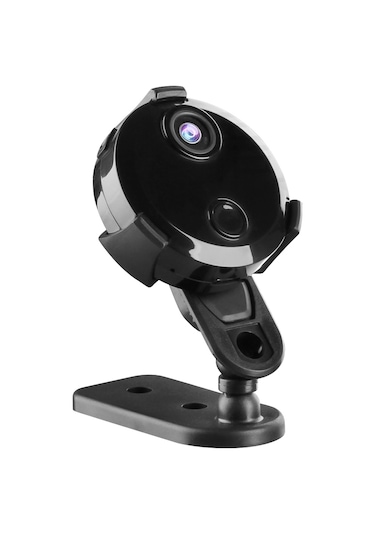 Mufunye Siyah Mini Kablosuz Wifi İzleme Kamerası - 1080p Hd, İnfrakırmızı Gece Görüşü, Hareket Algılama, Dahili Li-poly Batarya Siyah