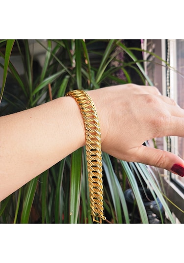 Slowshe-22k Altın Kaplama Halat Bileklik Gold